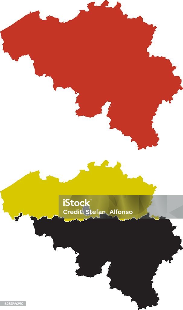 Forma da Bélgica e suas regiões - Vetor de Bélgica royalty-free