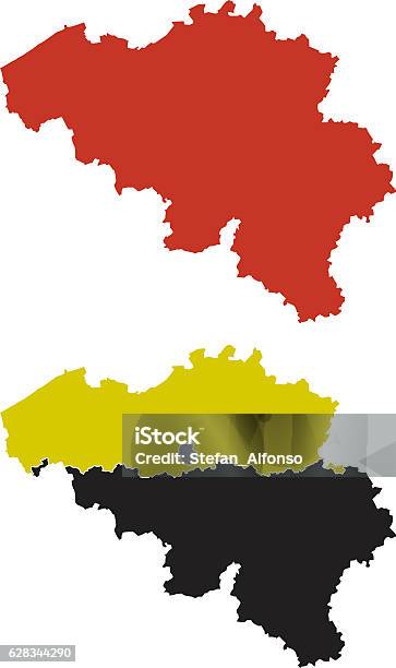 Vetores de Forma Da Bélgica E Suas Regiões e mais imagens de Bélgica - Bélgica, Mapa, Flandres - Bélgica