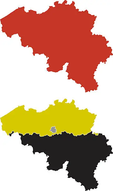 Vector illustration of Shape of Belgium and its regions