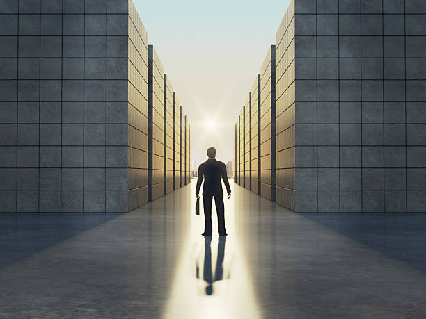 istock Businessman in front of a huge maze.3D rendering. 628344906