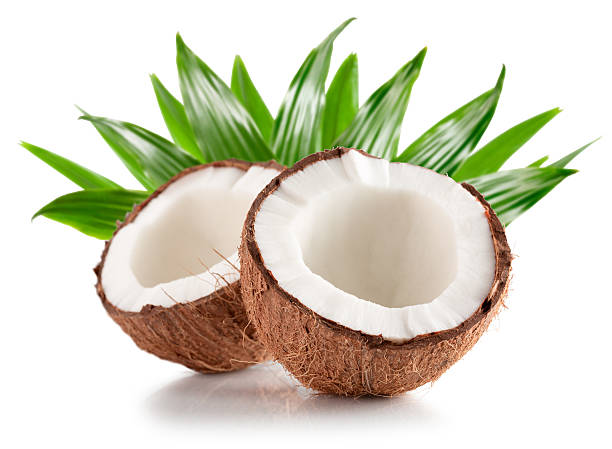 istock two half of coconuts isolated on the white background 628345690