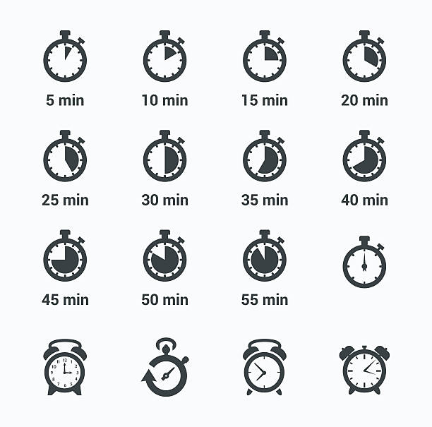 czas zegar zestaw ikon - stoper stock illustrations