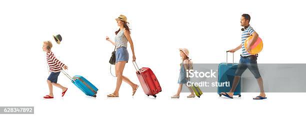 Heading For The Sun Stock Photo - Download Image Now - Family, White Background, Cut Out