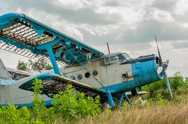istock Old russian biplane aircraft An-2 at an abandoned 628348212