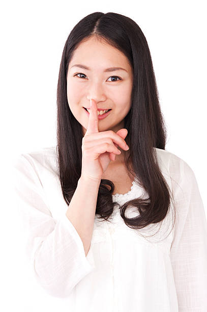 istock Asian young woman to keep a secret story 628356574
