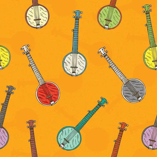 Vector illustration of Seamless Pattern with Colorful Banjos