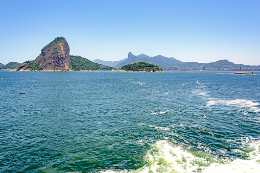 View of the Guanabara Bay, Sugar Loaf Mountain, islands and hills of Rio de Janeiro