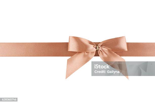 Beige Satin Bow Stock Photo - Download Image Now - Beige, Ribbon - Sewing  Item, Gift - iStock