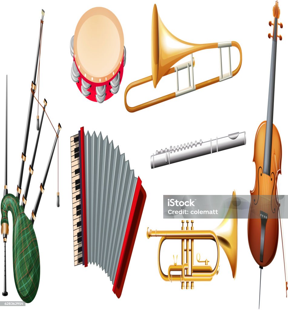 Main Instruments Different Types Of Musical Instruments Stock Illustration - Download ...