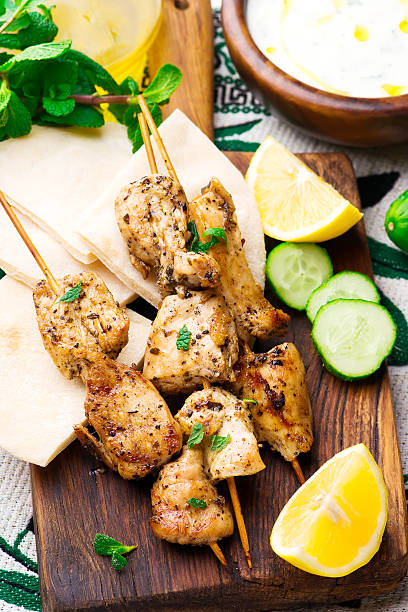 istock Chicken Souvlaki with pita and tzatziki 628364470