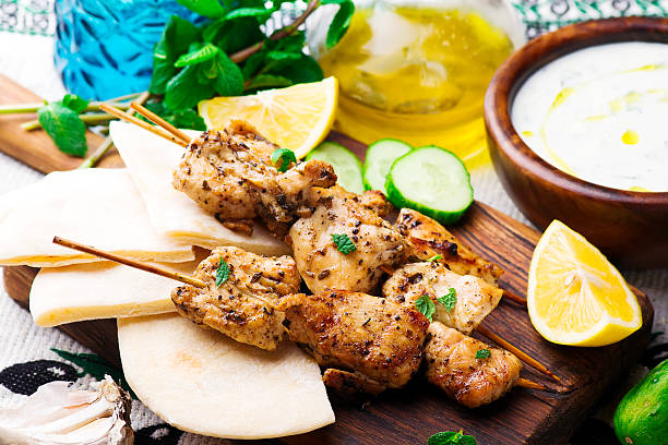 istock Chicken Souvlaki with pita and tzatziki 628364590