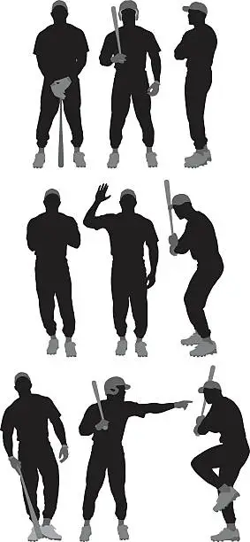 Vector illustration of Baseball player in various actions