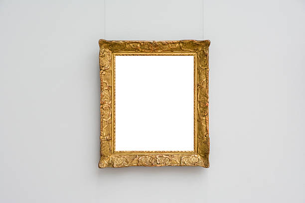 istock Art Museum Frame Blue Wall Ornate Minimal Design White Isolated 628368684