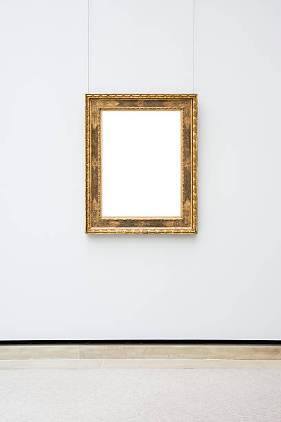 istock Art Museum Frame Blue Wall Ornate Minimal Design White Isolated 628370182