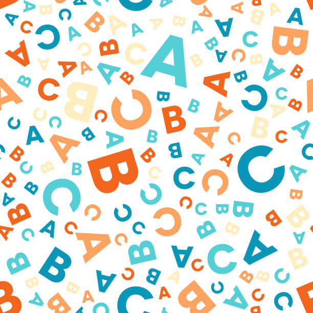 Seamless vector pattern - different letters ABC vector art illustration