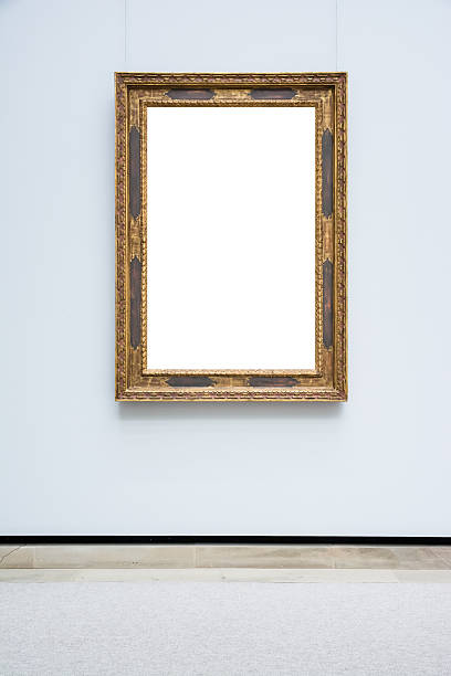 istock Art Museum Frame Blue Wall Ornate Minimal Design White Isolated 628370964
