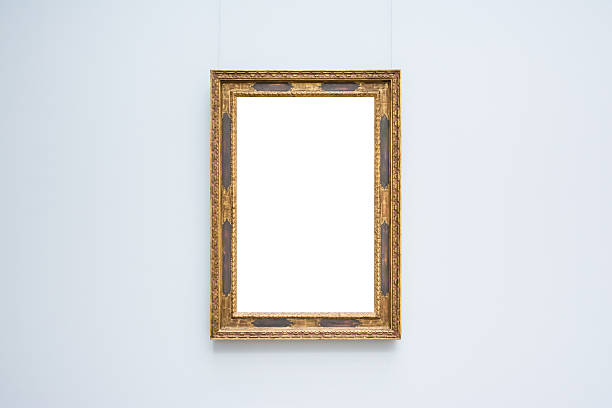 istock Art Museum Frame Blue Wall Ornate Minimal Design White Isolated 628371416