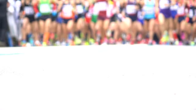 Marathon starting line in slow motion