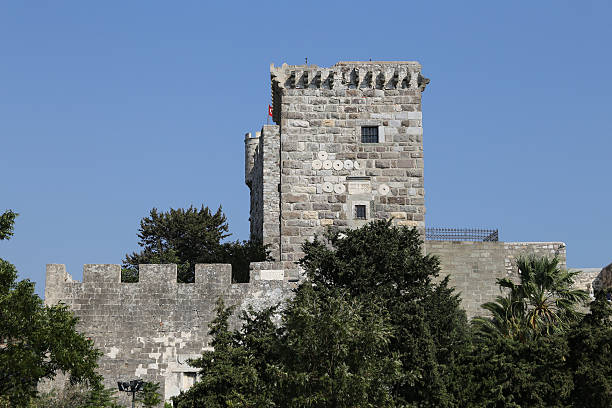 Tower of Bodrum Castle in Aegean Turkey