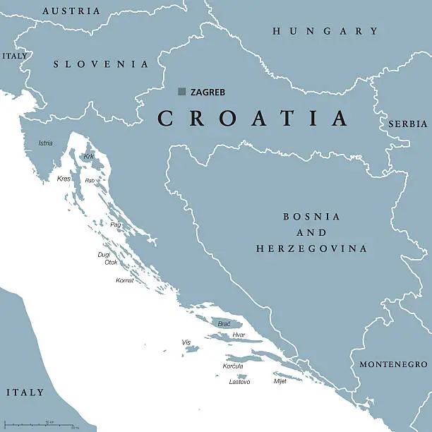 Vector illustration of Croatia political map