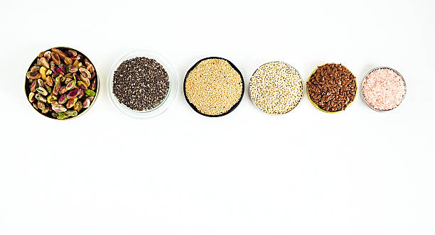 istock Various superfoods on a white background 628389522
