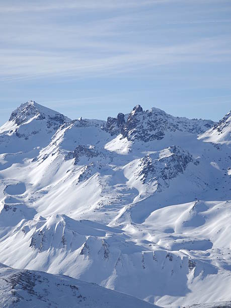 istock Winter snow covered mountain peaks in Europe. Great place for 628392076