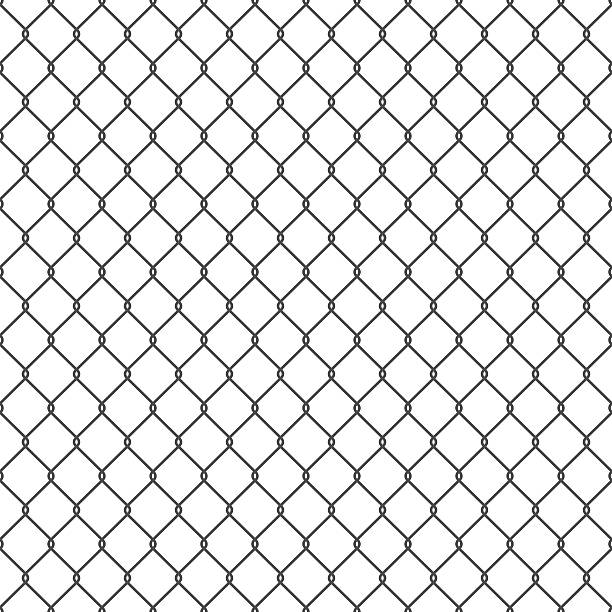 schwarze nahtlose kette link zaun hintergrund. - barbed wire wire war prison stock-grafiken, -clipart, -cartoons und -symbole