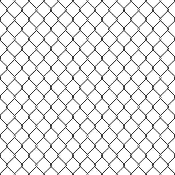 Black seamless chain link fence background. Vector seamless chain link fence background. EPS10. enclosure stock illustrations