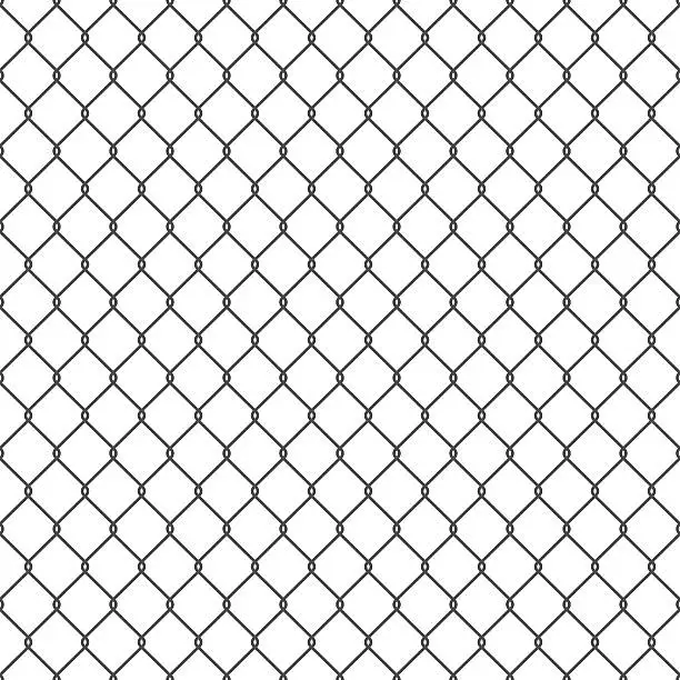 Vector illustration of Black seamless chain link fence background.