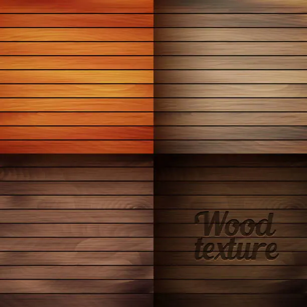 Vector illustration of Set of wood texture backgrounds, four colors included