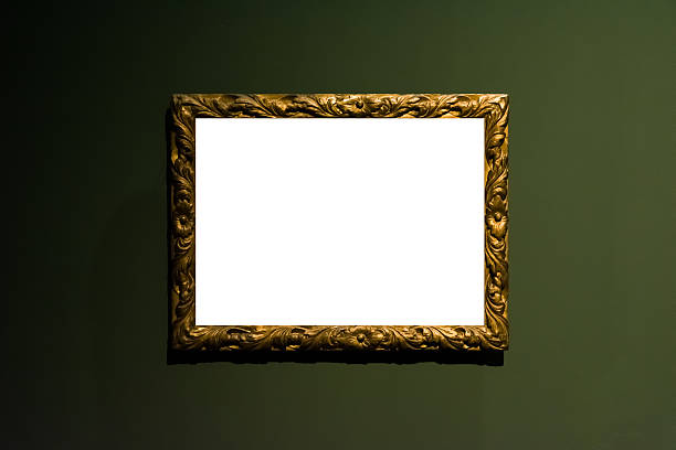 istock Art Museum Frame Dark Green Wall Ornate Design White Isolated 628398718