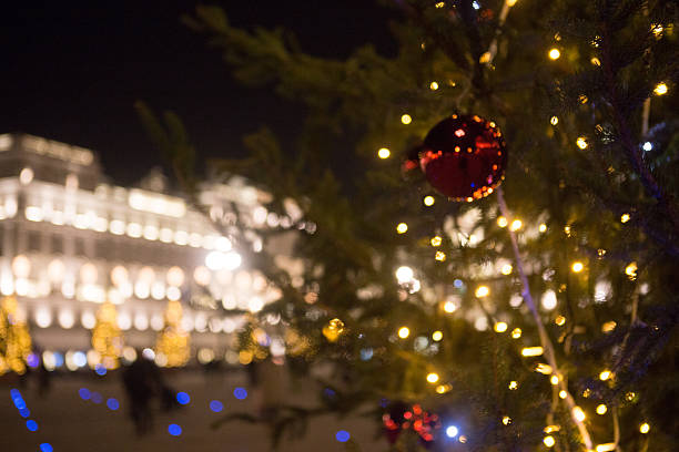 istock Blurred sky background night city round circle light. 628399350