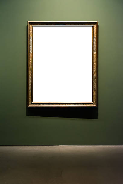 istock Art Museum Frame Dark Green Wall Ornate Design White Isolated 628399452