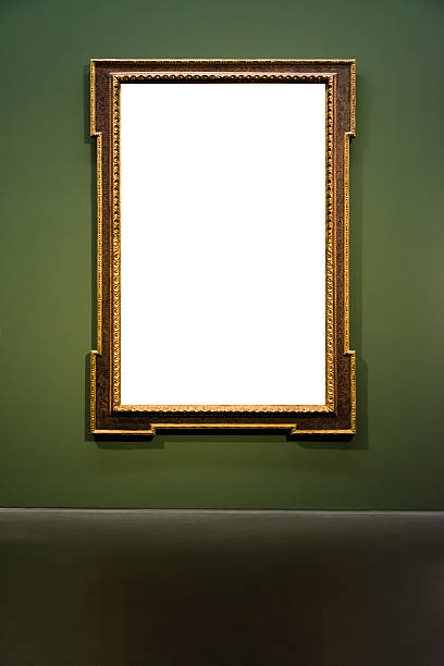 istock Art Museum Frame Dark Green Wall Ornate Design White Isolated 628400734