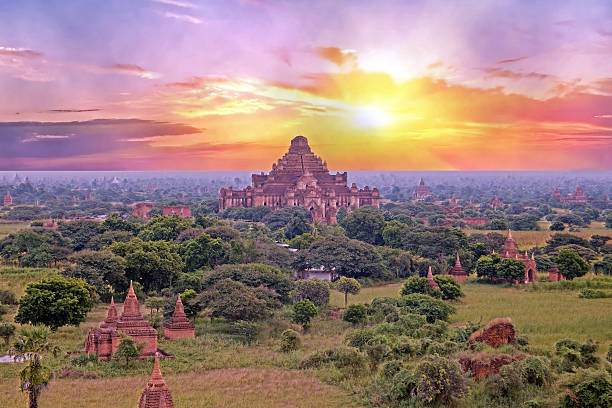 istock Ancient pagodas in the landscape from Bagan in Myanmar at 628400754