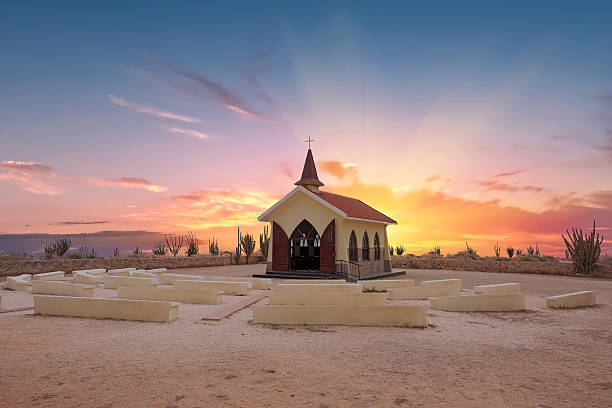 Alto Vista Chapel on Aruba island in the Caribbean stock photo