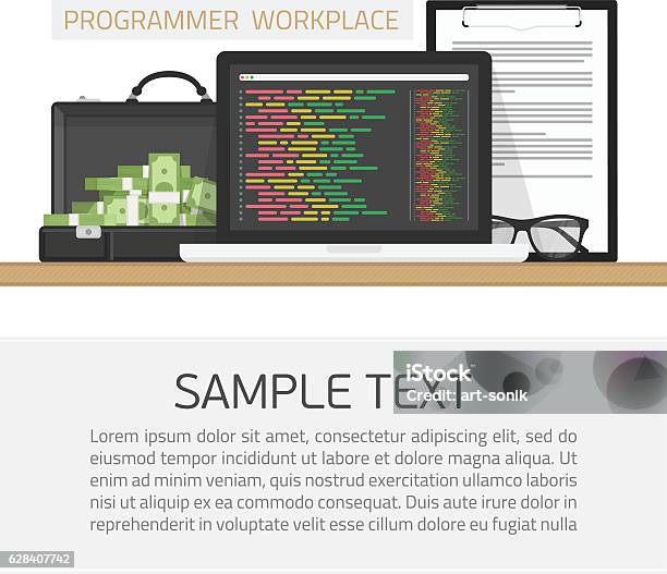 Programmer Workplace Concept Stock Illustration - Download Image Now ...