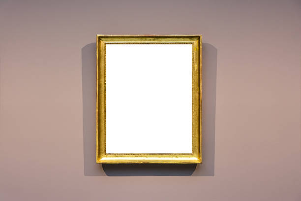 istock Art Museum Frame Pale Blue Wall Ornate Minimal Design White 628408020