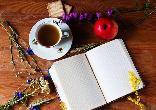 istock Still life in a rustic style with vintage book 628408316