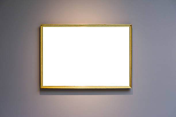 istock Art Museum Frame Pale Blue Wall Ornate Minimal Design White 628409214