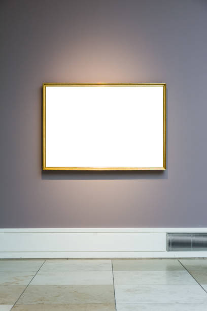 istock Art Museum Frame Pale Blue Wall Ornate Minimal Design White 628409532