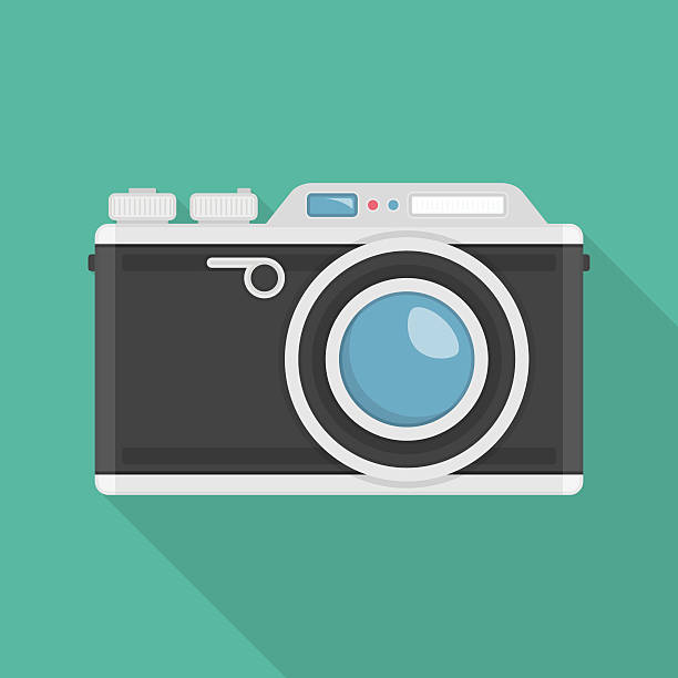 wektorowa kamera retro. - aperture shutter symbol computer icon stock illustrations