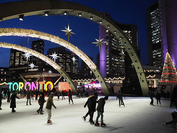 Toronto City Hall's skating ring stock photo
