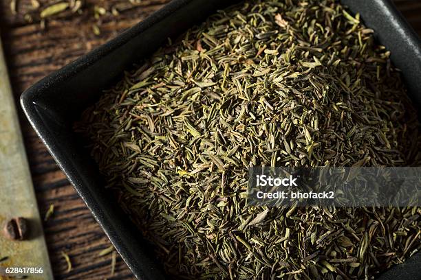 Raw Organic Dried Thyme Stock Photo - Download Image Now - Aromatherapy, Backgrounds, Branch - Plant Part