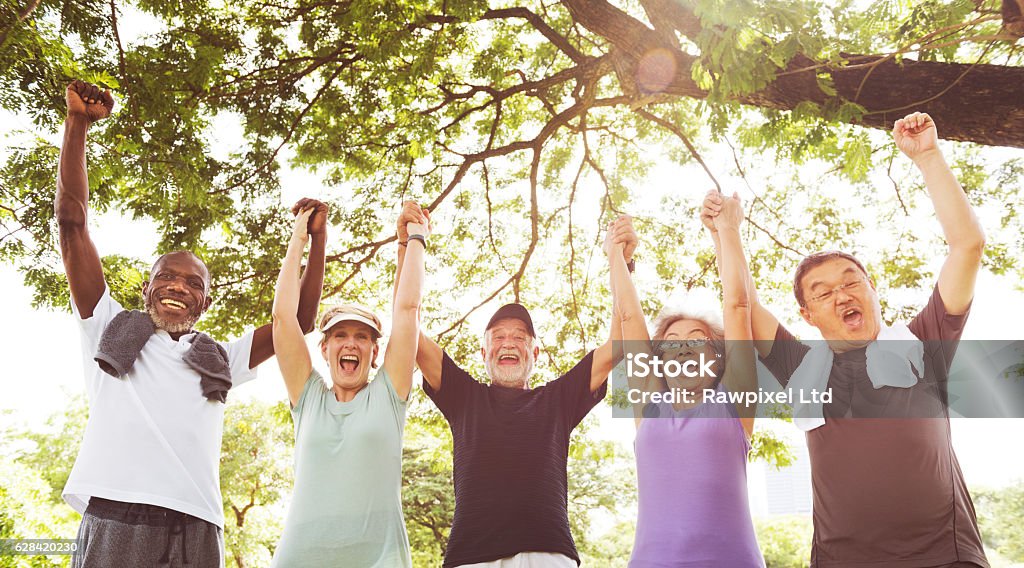 Group Of Senior Retirement Exercising Togetherness Concept Senior Adult Stock Photo