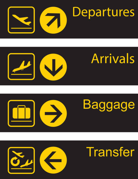 illustrazioni stock, clip art, cartoni animati e icone di tendenza di bordo guida dell'aeroporto - arrival departure board