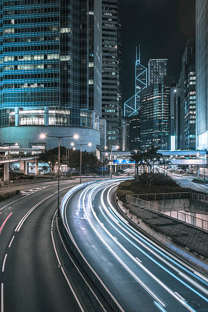 istock traffic in city at night,Hong Kong 628428334