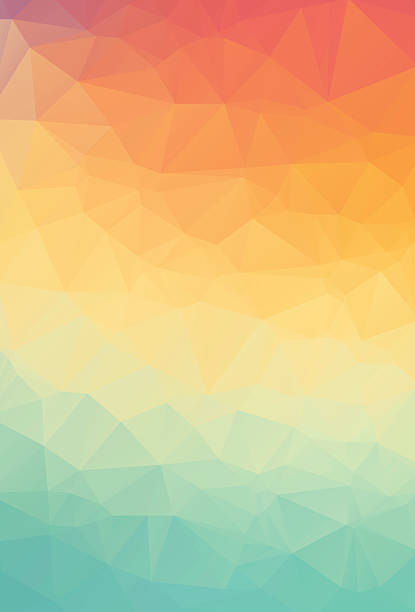 абстрактный естественный полигональный фон. гладкие весенние цвета от оранжевого до зеленого - summer stock illustrations