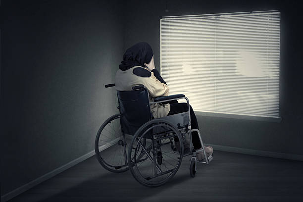 istock Disabled woman expressing depressed at home 628437626