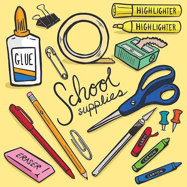 Vector illustration of School Supplies